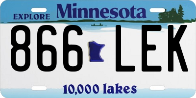MN license plate 866LEK