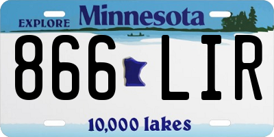 MN license plate 866LIR