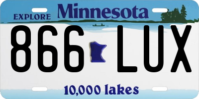 MN license plate 866LUX