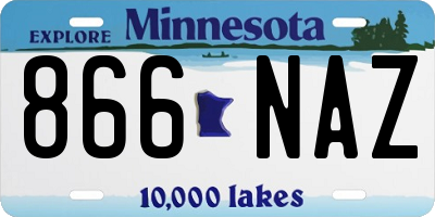 MN license plate 866NAZ