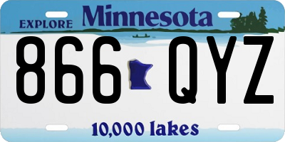 MN license plate 866QYZ