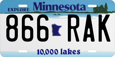 MN license plate 866RAK