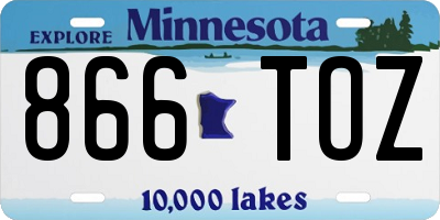 MN license plate 866TOZ