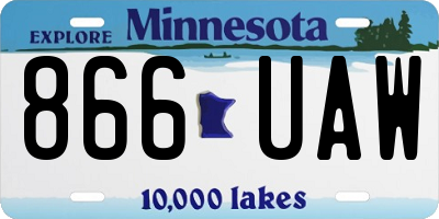 MN license plate 866UAW