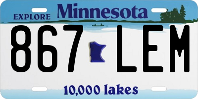 MN license plate 867LEM