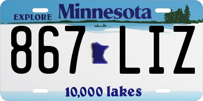 MN license plate 867LIZ