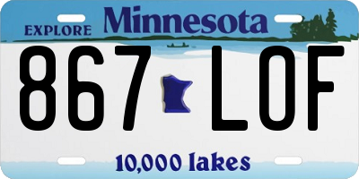 MN license plate 867LOF