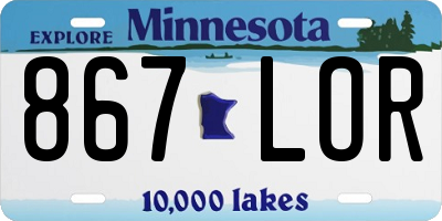 MN license plate 867LOR