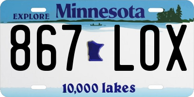 MN license plate 867LOX