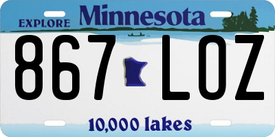 MN license plate 867LOZ