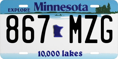 MN license plate 867MZG