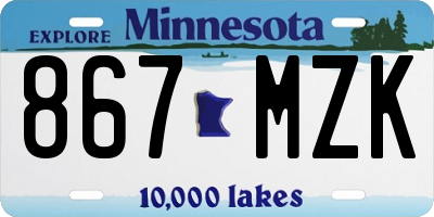 MN license plate 867MZK