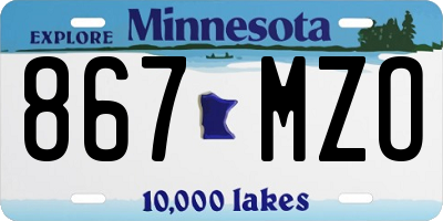 MN license plate 867MZO