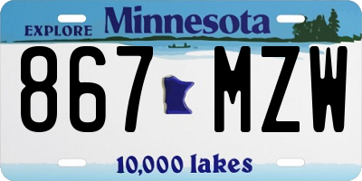 MN license plate 867MZW