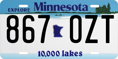 MN license plate 867OZT