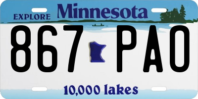 MN license plate 867PAO