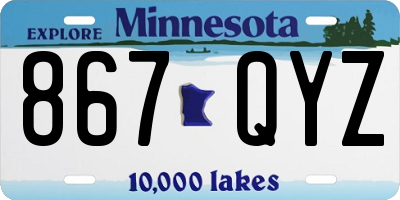 MN license plate 867QYZ