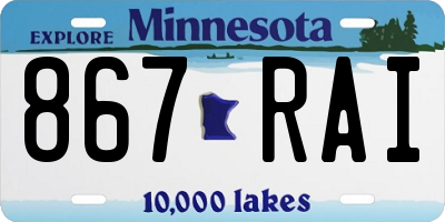 MN license plate 867RAI
