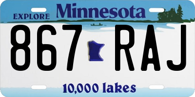 MN license plate 867RAJ