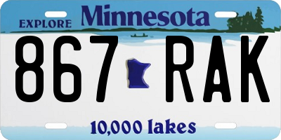 MN license plate 867RAK