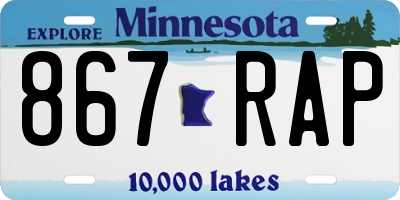 MN license plate 867RAP