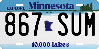 MN license plate 867SUM