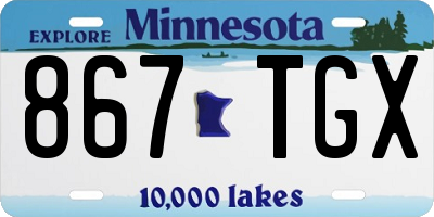 MN license plate 867TGX