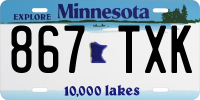 MN license plate 867TXK