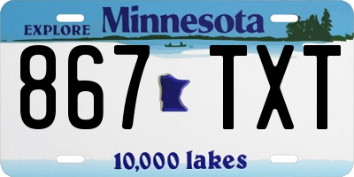 MN license plate 867TXT