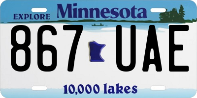 MN license plate 867UAE