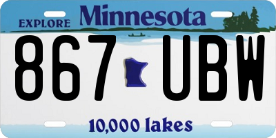 MN license plate 867UBW