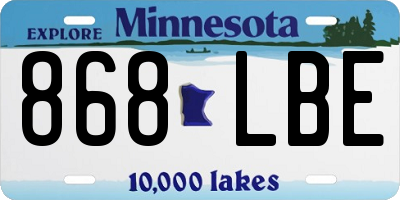MN license plate 868LBE