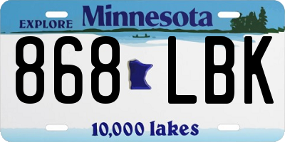 MN license plate 868LBK