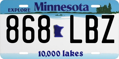 MN license plate 868LBZ