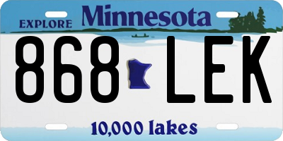 MN license plate 868LEK