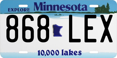 MN license plate 868LEX