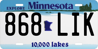 MN license plate 868LIK