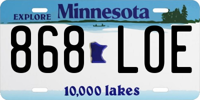 MN license plate 868LOE