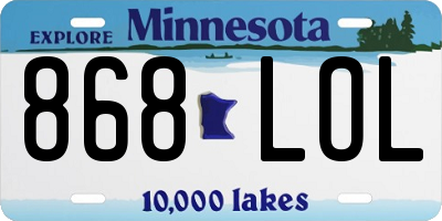 MN license plate 868LOL
