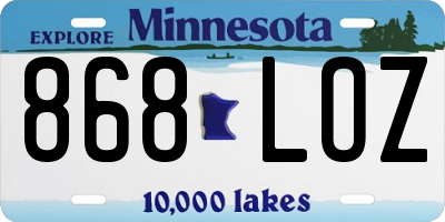 MN license plate 868LOZ