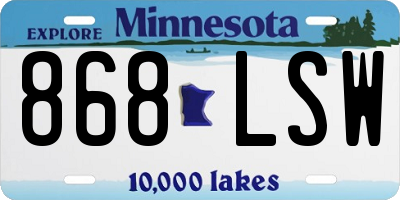 MN license plate 868LSW