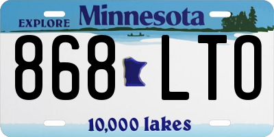 MN license plate 868LTO