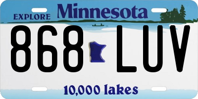 MN license plate 868LUV