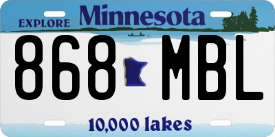 MN license plate 868MBL