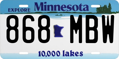 MN license plate 868MBW