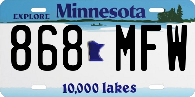 MN license plate 868MFW