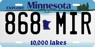MN license plate 868MIR