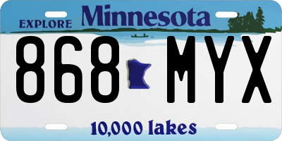 MN license plate 868MYX