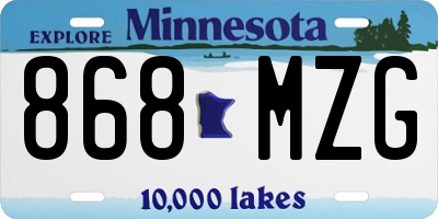 MN license plate 868MZG