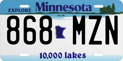 MN license plate 868MZN